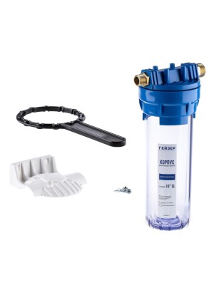 Корпус Гейзер 10Sl С Металлическими Ниппелями 12 -34  (Прозрачная Колба) 1 для очистки воды