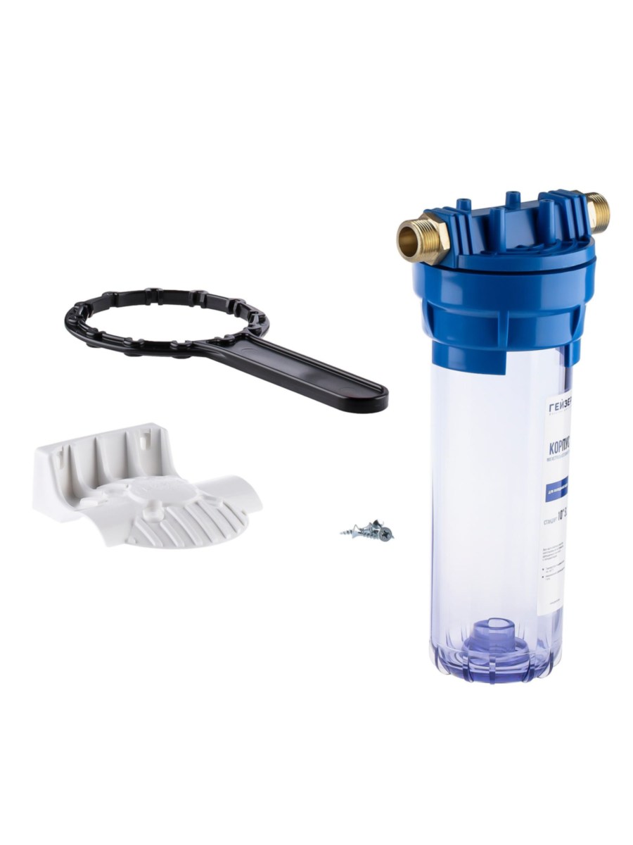 Корпус Гейзер 10Sl С Металлическими Ниппелями 34  (Прозрачная Колба) 1 для очистки воды
