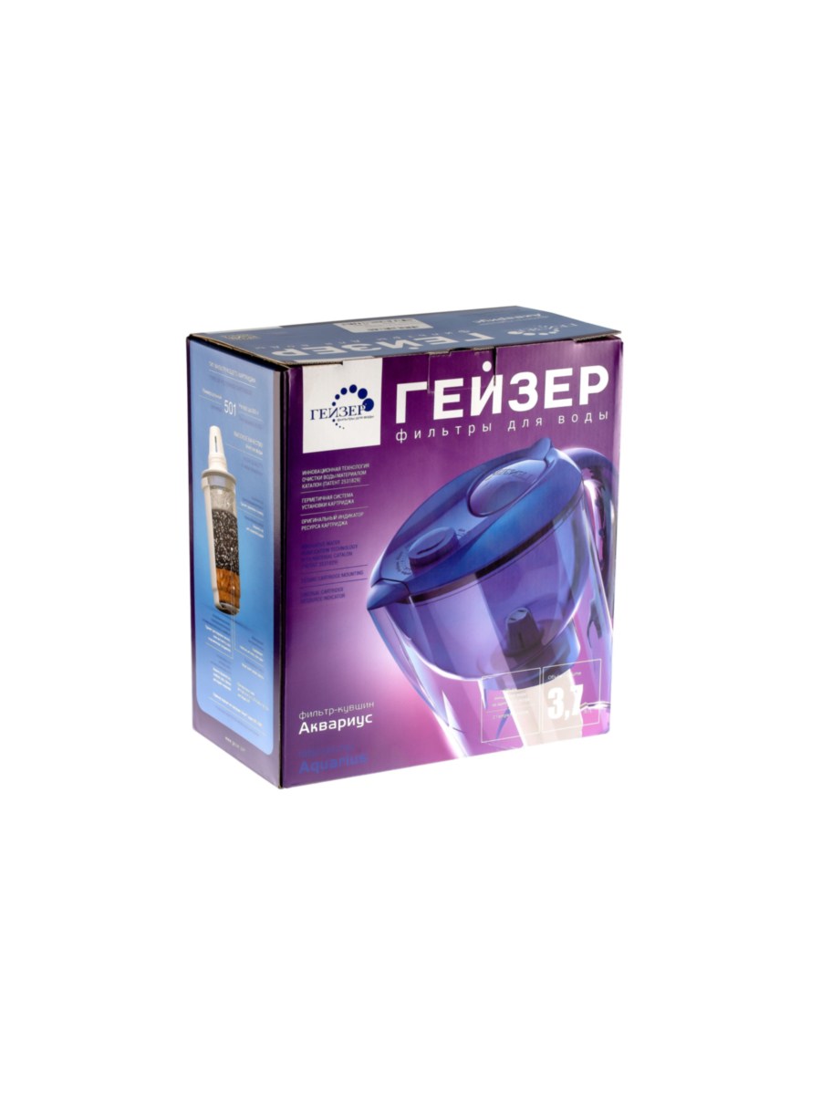 Фильтр-Кувшин Гейзер Аквариус Фиолетового Цвета 10 для очистки воды