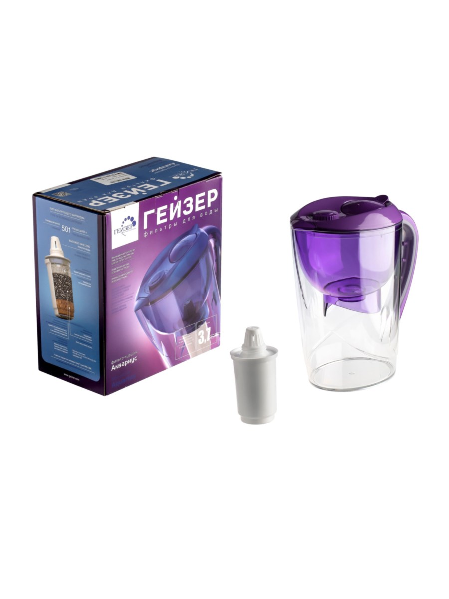 Фильтр-Кувшин Гейзер Аквариус Фиолетового Цвета 9 для очистки воды